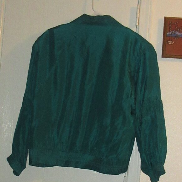 CHILI PEPPER Teal Silk Ruched Jacket Small - Picture 4 of 5
